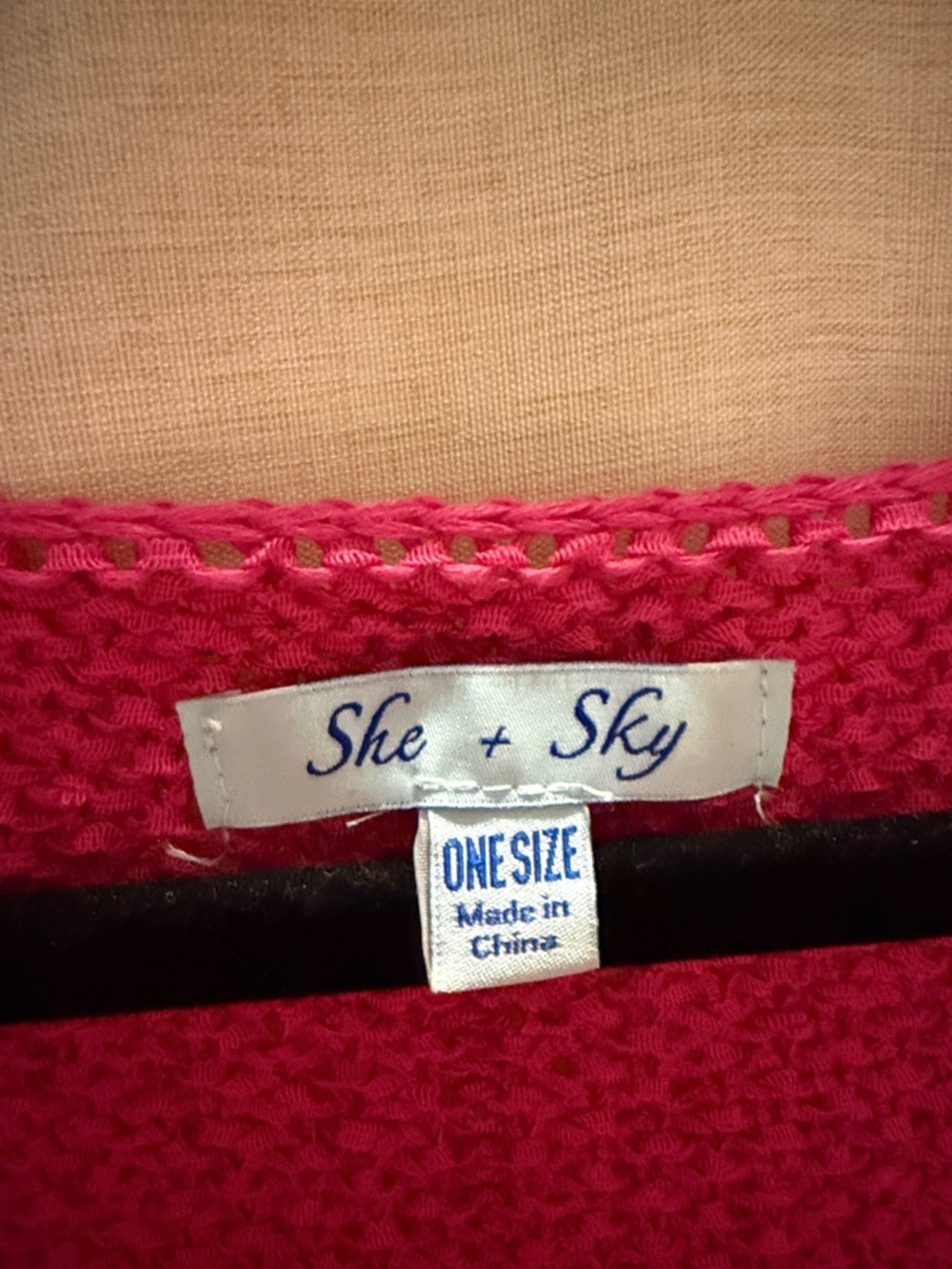 She + Sky Raspberry V-Neck Open Knit Sweater - Picture 2 of 3